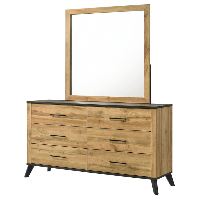 Kaywood 6 - drawer Dresser and Mirror Natural Pine - Walo Furniture