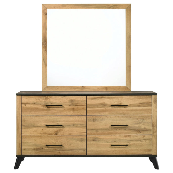 Kaywood 6 - drawer Dresser and Mirror Natural Pine - Walo Furniture