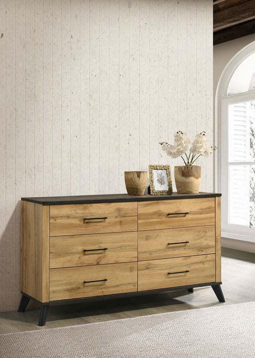 Kaywood 6 - drawer Dresser Cabinet Natural Pine - Walo Furniture