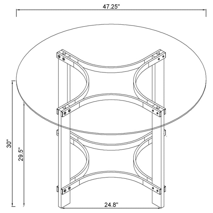 Keeling 47 - inch Round Glass Top Acrylic Dining Table Chrome - Walo Furniture