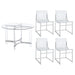 Keeling 5 - piece Round Glass Top Acrylic Dining Set Chrome - Walo Furniture