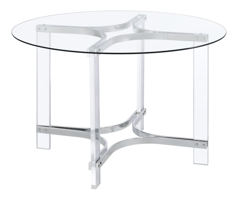 Keeling 5 - piece Round Glass Top Acrylic Dining Set Chrome - Walo Furniture