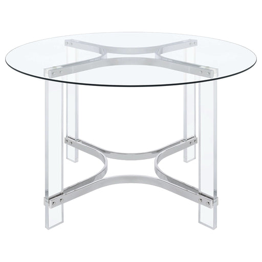 Keeling 5 - piece Round Glass Top Acrylic Dining Set Chrome - Walo Furniture