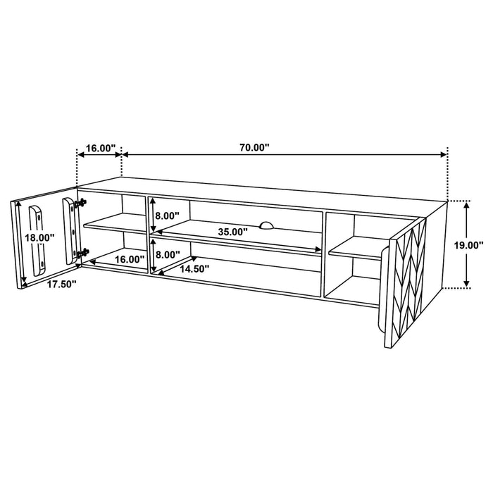 Keese 2 - door Wood 70" TV Stand Media Console Mango Brown - Walo Furniture