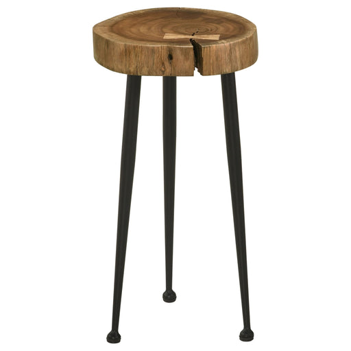 Keith Round Solid Tree Trunk Side Table Natural and Black - Walo Furniture