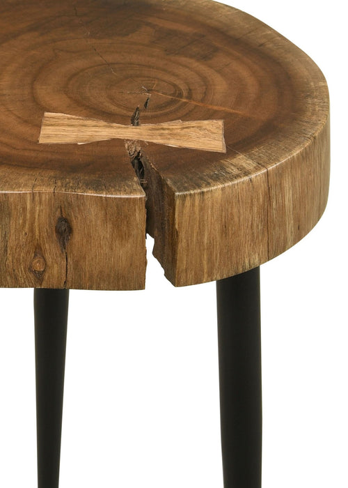 Keith Round Solid Tree Trunk Side Table Natural and Black - Walo Furniture