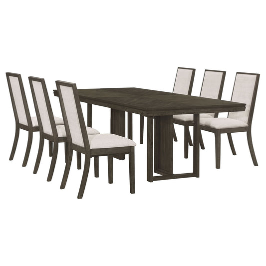 Kelly 7 - piece Rectangular Dining Table Set Dark Grey - Walo Furniture