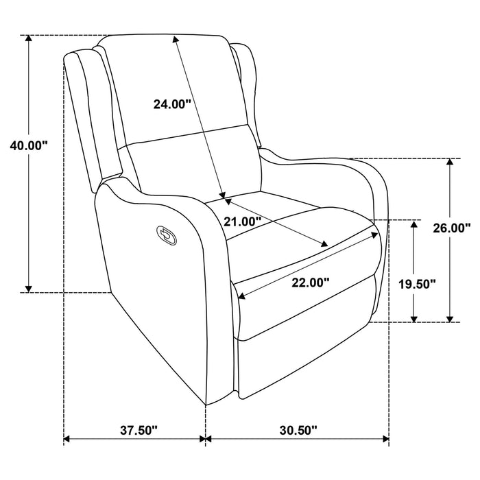 Kelsey Upholstered English Arm Recliner Chair Ivory - Walo Furniture