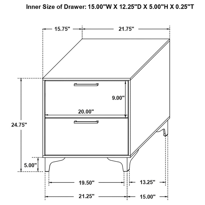 Kendall 2 - drawer Nightstand White - Walo Furniture