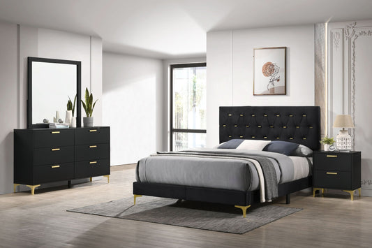 Kendall 4 - piece California King Bedroom Set Black - Walo Furniture