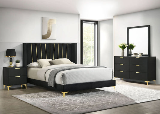 Kendall 4 - piece Eastern King Bedroom Set Black - Walo Furniture