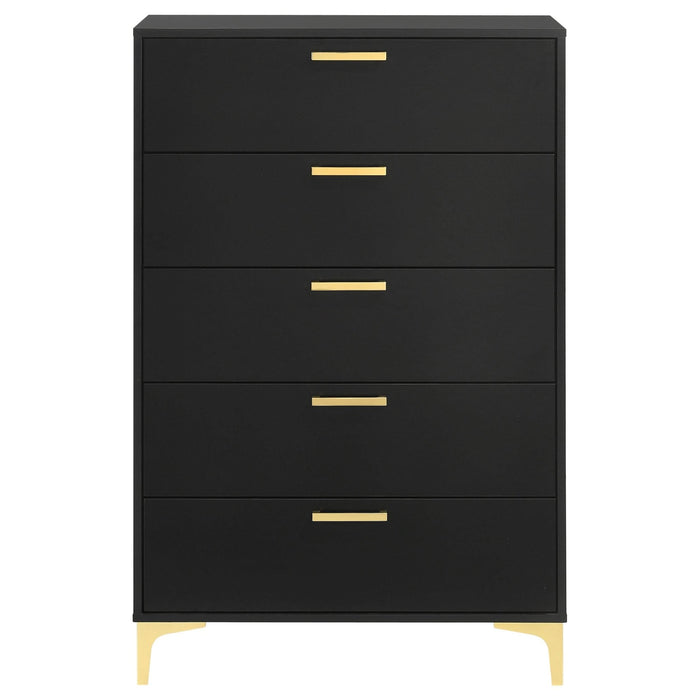 Kendall 5 - drawer Bedroom Chest Black - Walo Furniture