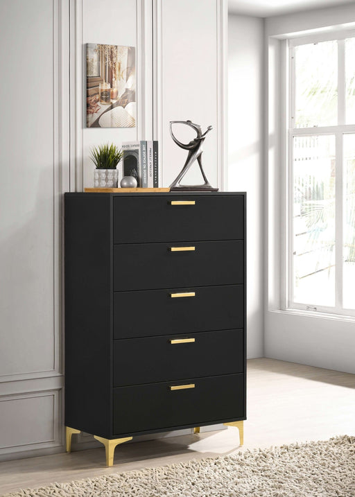 Kendall 5 - drawer Bedroom Chest Black - Walo Furniture