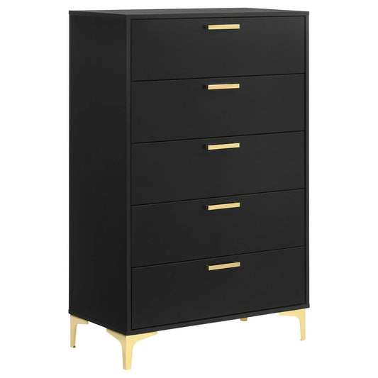 Kendall 5 - drawer Bedroom Chest Black - Walo Furniture