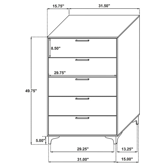 Kendall 5 - drawer Bedroom Chest Black - Walo Furniture