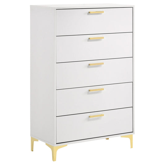 Kendall 5 - drawer Bedroom Chest White - Walo Furniture