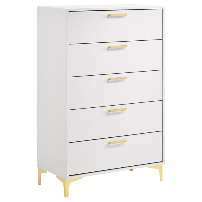 Kendall 5 - drawer Bedroom Chest White - Walo Furniture