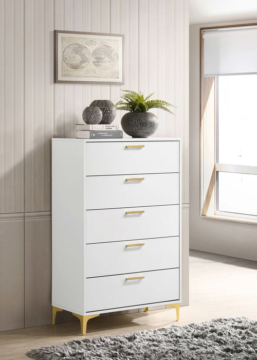 Kendall 5 - drawer Bedroom Chest White - Walo Furniture