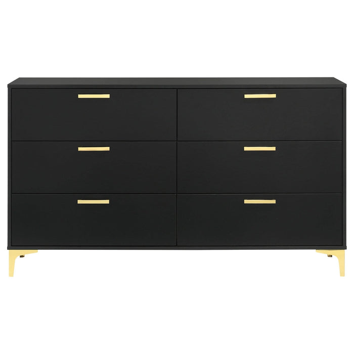 Kendall 6 - drawer Dresser Black - Walo Furniture