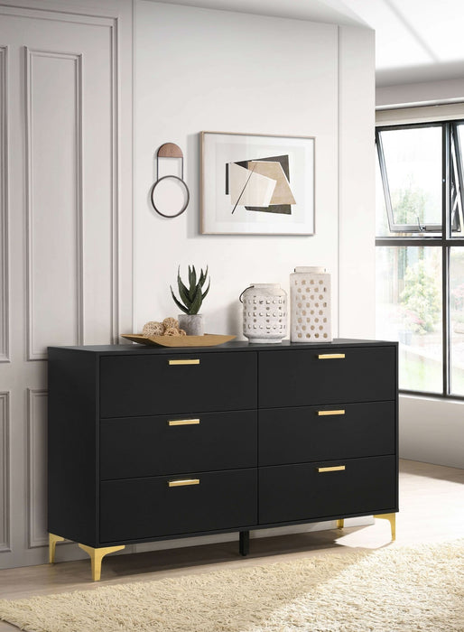 Kendall 6 - drawer Dresser Black - Walo Furniture