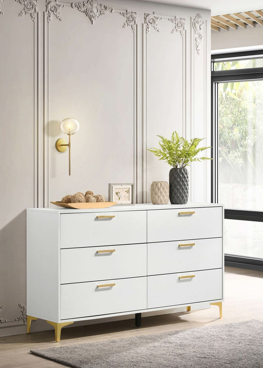 Kendall 6 - drawer Dresser White - Walo Furniture