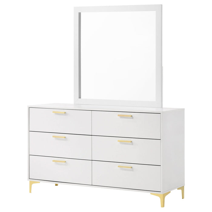 Kendall 6 - drawer Dresser with Mirror White - Walo Furniture