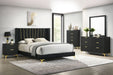 Kendall Upholstered Eastern King Panel Bed Black - Walo Furniture