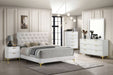 Kendall Upholstered Eastern King Panel Bed White - Walo Furniture