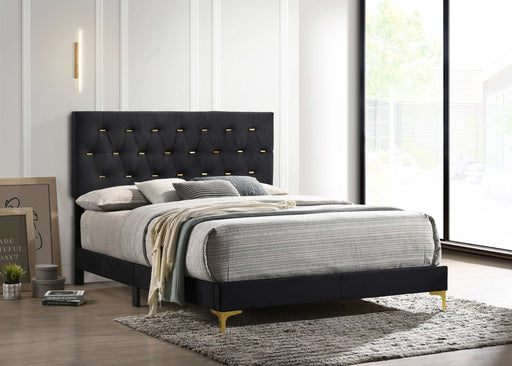 Kendall Upholstered Queen Panel Bed Black - Walo Furniture