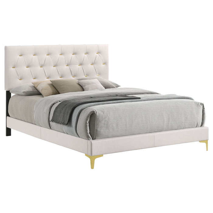 Kendall Upholstered Queen Panel Bed White - Walo Furniture