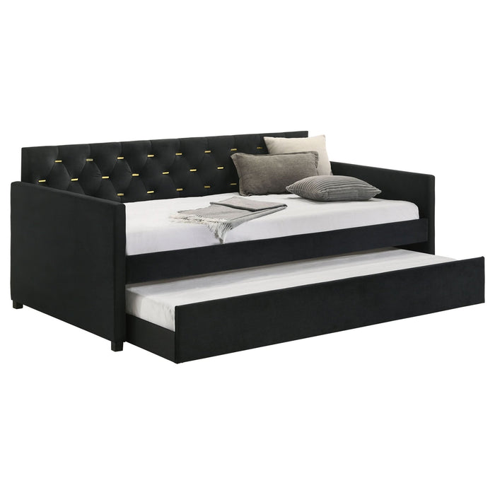 Kendall Upholstered Twin Daybed with Trundle Black - Walo Furniture