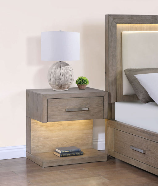 Kenora 1 - drawer Nightstand Bedside Table Barley Brown - Walo Furniture