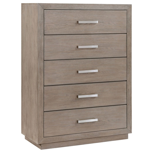 Kenora 5 - drawer Bedroom Chest Barley Brown - Walo Furniture