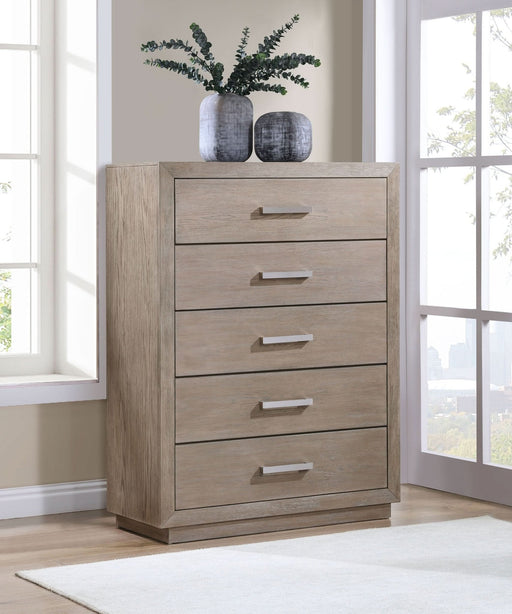 Kenora 5 - drawer Bedroom Chest Barley Brown - Walo Furniture