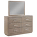 Kenora 6 - drawer Dresser and Mirror Barley Brown - Walo Furniture