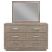 Kenora 6 - drawer Dresser and Mirror Barley Brown - Walo Furniture