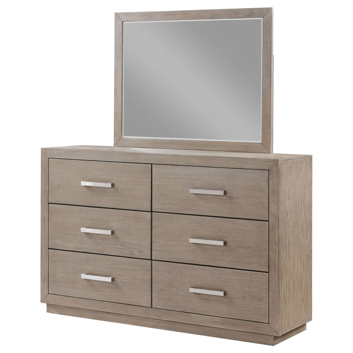 Kenora 6 - drawer Dresser and Mirror Barley Brown - Walo Furniture