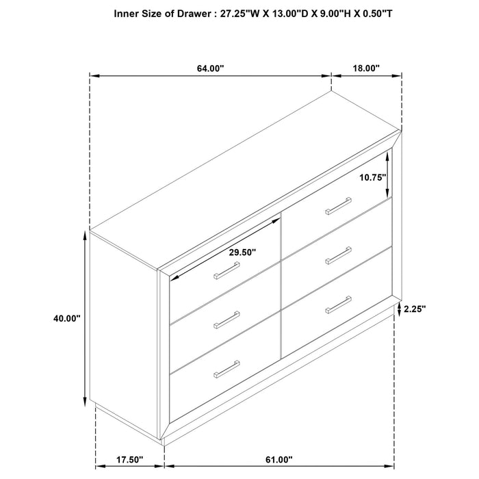 Kenora 6 - drawer Dresser Barley Brown - Walo Furniture