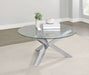 Kenzie Round Tempered Glass Top Cocktail Coffee Table Chrome - Walo Furniture