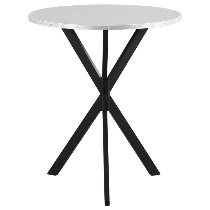 Kenzo Round 32 - inch Galvanized Steel Bistro Bar Table Silver - Walo Furniture