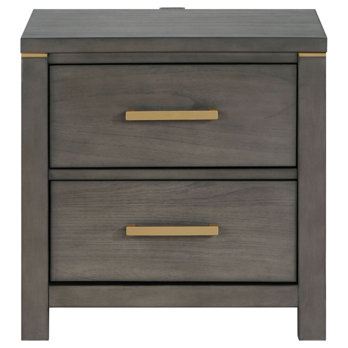 Kieran 2 - drawer Nightstand Grey - Walo Furniture