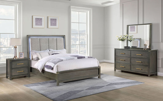 Kieran 4 - piece California King Bedroom Set Grey - Walo Furniture