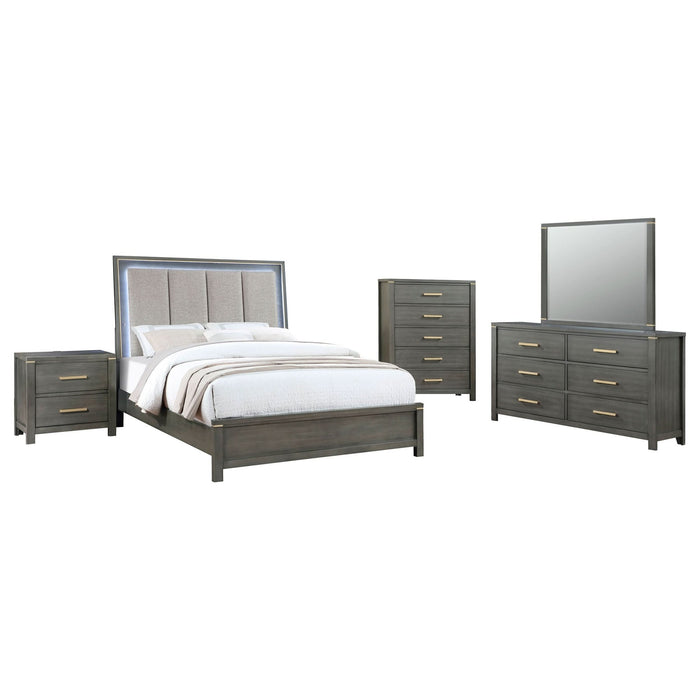 Kieran 5 - piece Eastern King Bedroom Set Grey - Walo Furniture