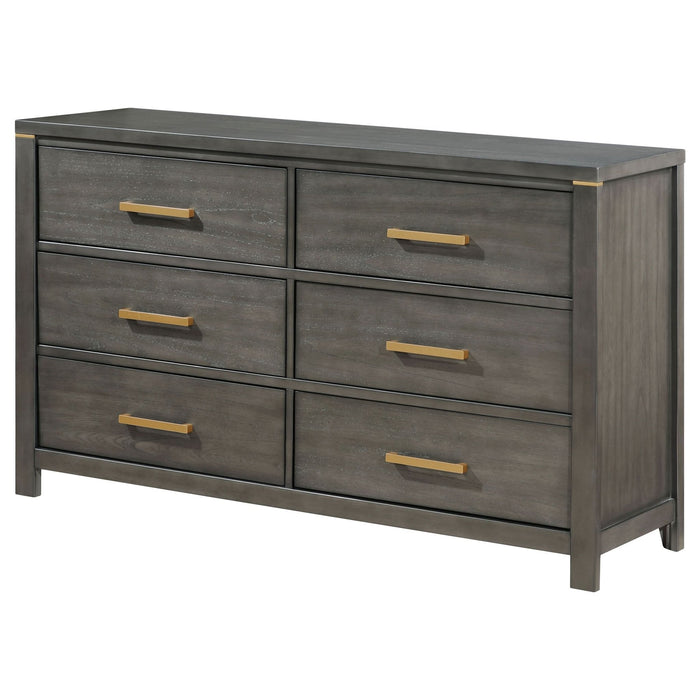 Kieran 6 - drawer Dresser Grey - Walo Furniture