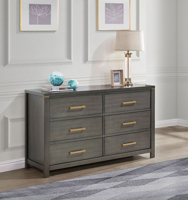 Kieran 6 - drawer Dresser Grey - Walo Furniture