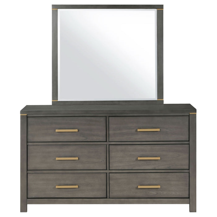 Kieran 6 - drawer Dresser with Mirror Grey - Walo Furniture