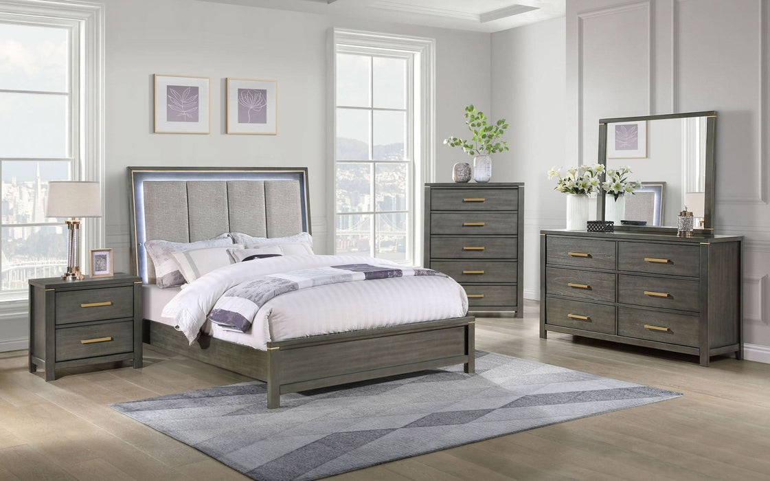 Kieran 6 - drawer Dresser with Mirror Grey - Walo Furniture