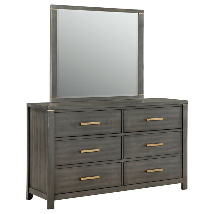 Kieran 6 - drawer Dresser with Mirror Grey - Walo Furniture