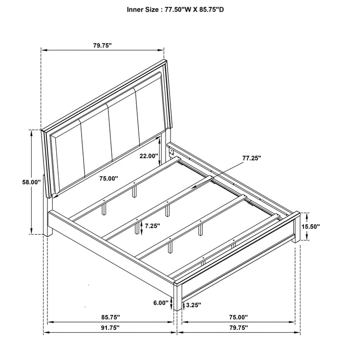 Kieran Wood California King LED Panel Bed Grey - Walo Furniture