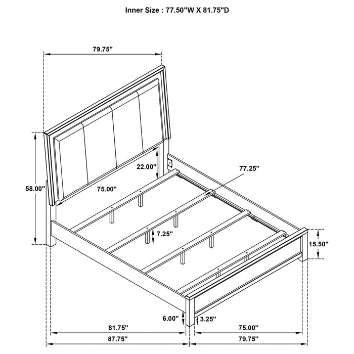 Kieran Wood Eastern King LED Panel Bed Grey - Walo Furniture